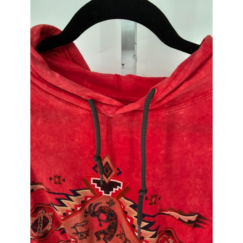 Sedona Arizona Womens Sz XL Lightweight Hoodie Kokopelli Aztec Graphic Print Red - Picture 3 of 4